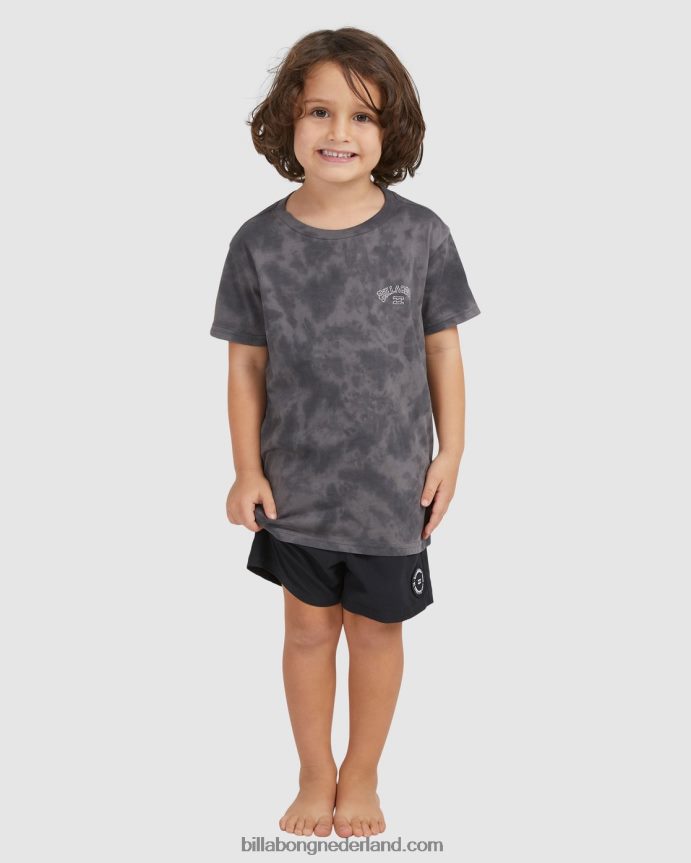 Billabong jongens (2-7) groms arch tie-dye T-shirt met korte mouwenzwart 4D20H1122