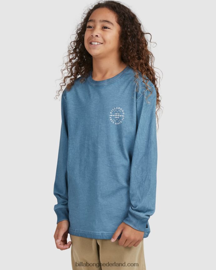 Billabong jongens big wave dan t-shirt met lange mouwenrook blauw 4D20H1102