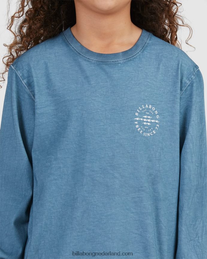 Billabong jongens big wave dan t-shirt met lange mouwenrook blauw 4D20H1102
