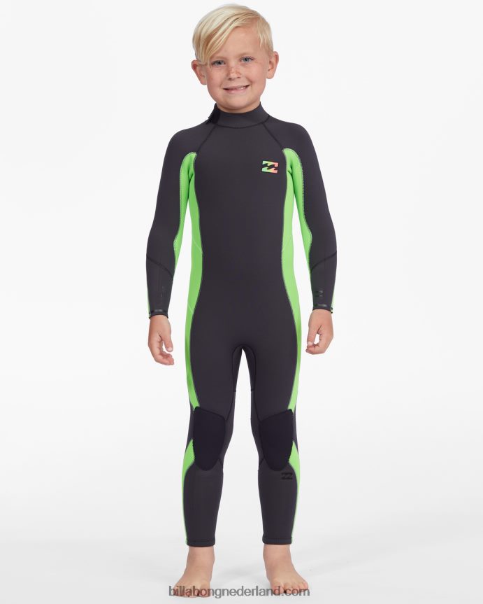 Billabong jongens (2-7) 3/2 mm wetsuit met absolute achterritsNeon groen 4D20H987