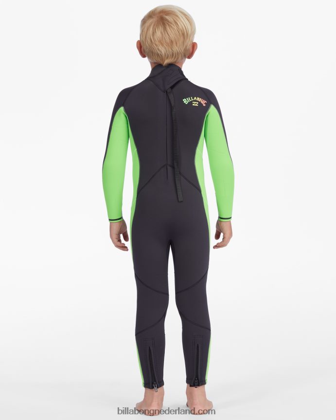Billabong jongens (2-7) 3/2 mm wetsuit met absolute achterritsNeon groen 4D20H987
