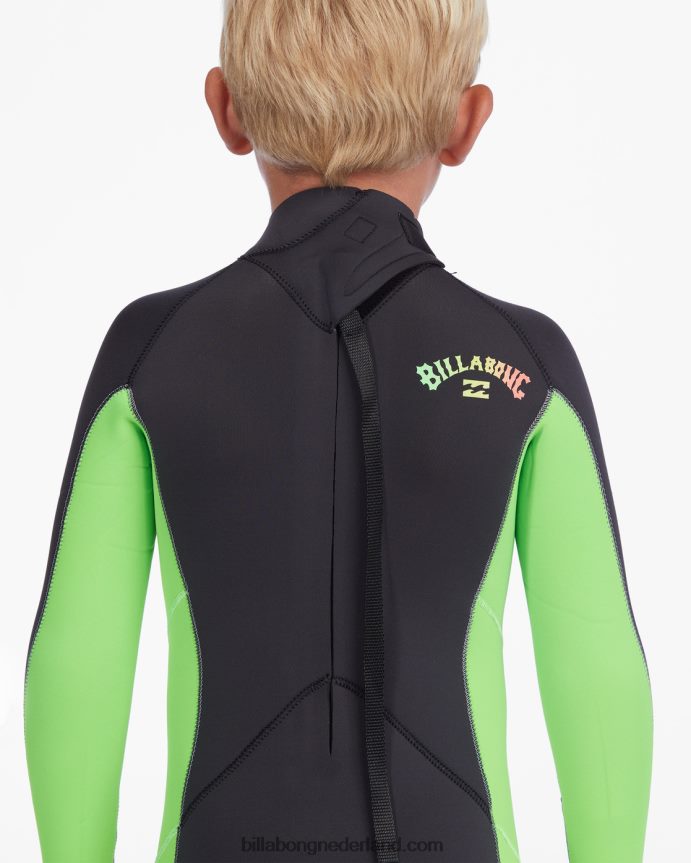 Billabong jongens (2-7) 3/2 mm wetsuit met absolute achterritsNeon groen 4D20H987