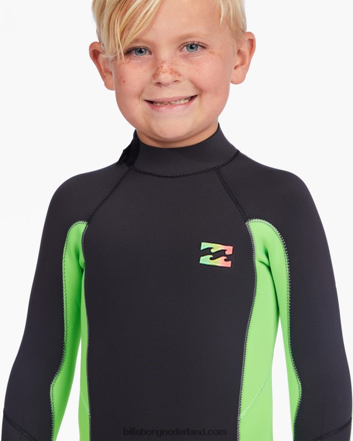 Billabong jongens (2-7) 3/2 mm wetsuit met absolute achterritsNeon groen 4D20H987