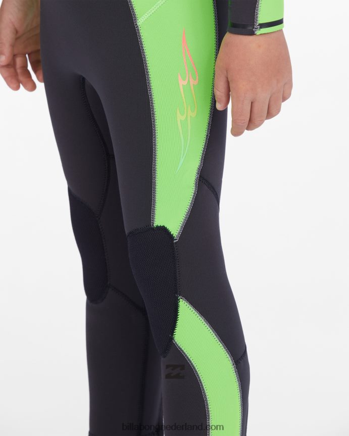Billabong jongens (2-7) 3/2 mm wetsuit met absolute achterritsNeon groen 4D20H987