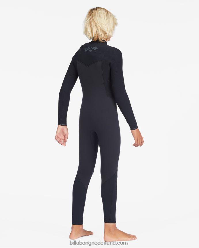 Billabong jongens 4/3 revolutie volledige wetsuit met ritssluiting op de borstzwart 4D20H1111