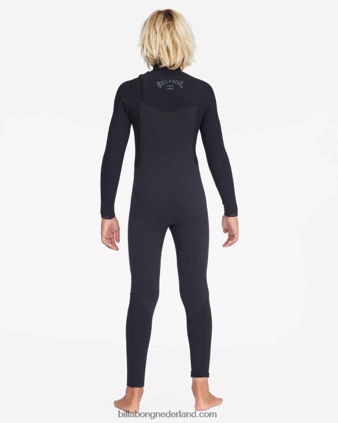 Billabong jongens 4/3 revolutie volledige wetsuit met ritssluiting op de borstzwart 4D20H1111