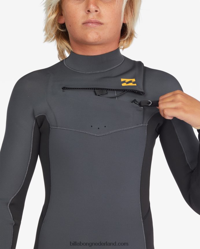 Billabong jongens Volledige wetsuit met 3/2 absolute borstritsgrafiet 4D20H994