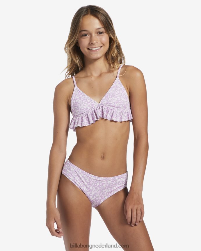 Billabong meisjes 4-16 bloemendriehoek tweedelige zwemsetlila droom 4D20H2682