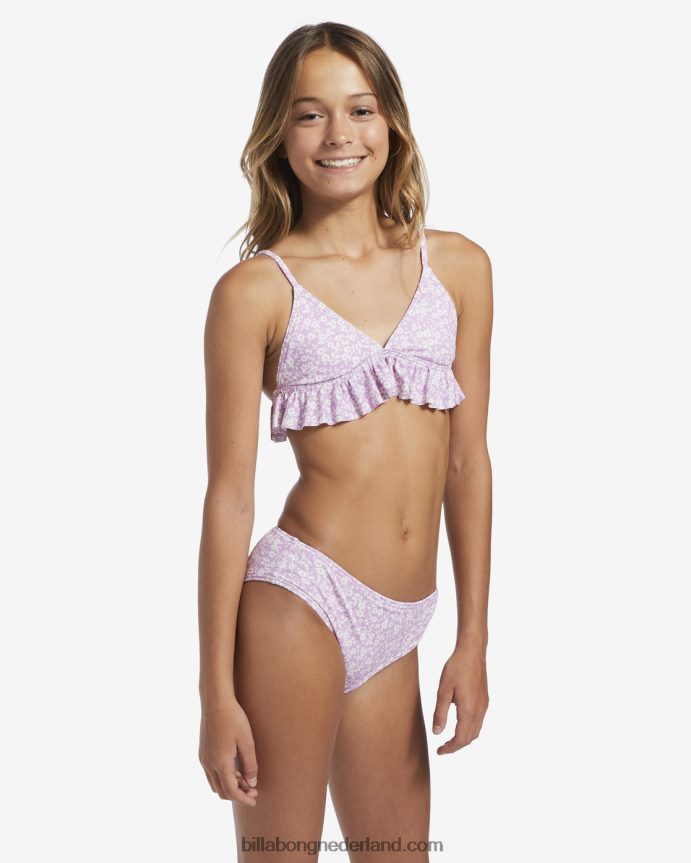 Billabong meisjes 4-16 bloemendriehoek tweedelige zwemsetlila droom 4D20H2682