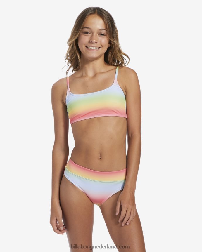 Billabong meisjes 4-16 rad regenboog crop tweedelige zwemsetmulti 4D20H2801