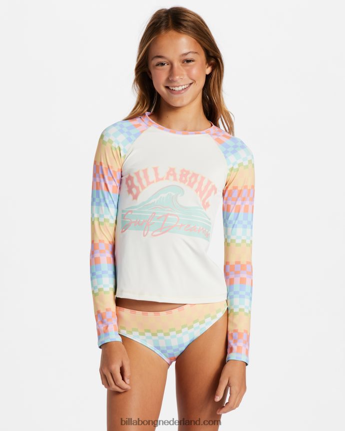 Billabong meisjes Paradise geruite rashguard-set met lange mouwenmulti 4D20H2630