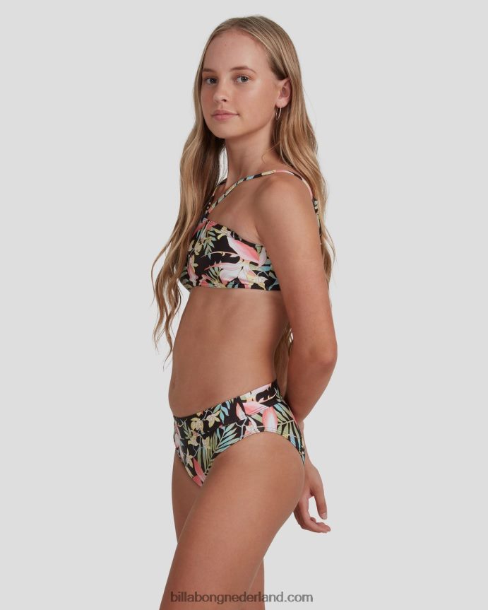 Billabong meisjes love palms bandeau bikini setzwart 4D20H2794