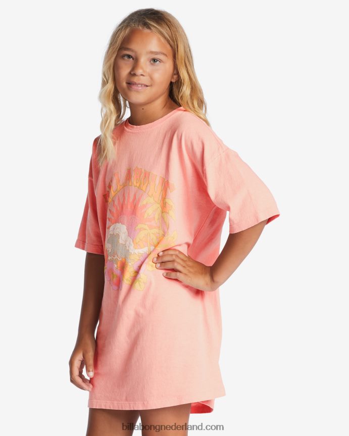 Billabong meisjes 4-16 echte jongen t-shirt jurkzacht en perzikachtig 4D20H2616