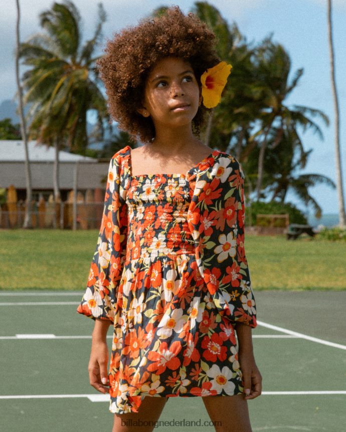 Billabong meisjes herfst is hier mini-jurk met lange mouwenzwart multi 4D20H2750