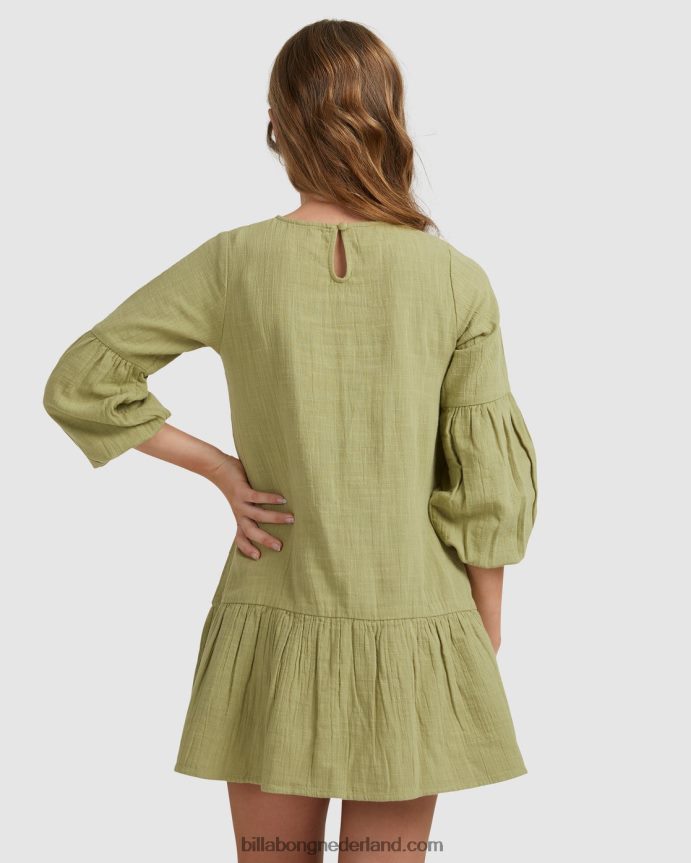 Billabong meisjes mini wensen jurk met lange mouwenavocado 4D20H2795