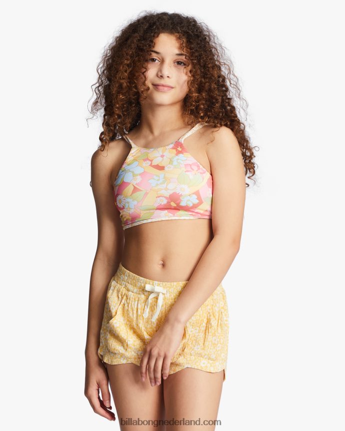 Billabong meisjes mad for you korte broek met elastische taillegouden perzik 4D20H2719