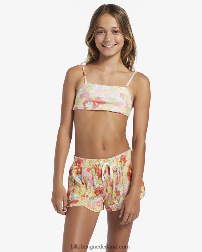 Billabong meisjes mad for you korte broek met elastische tailleroze knipoog 4D20H2765