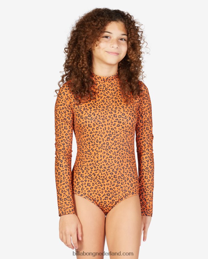 Billabong meisjes Wildflower badpak met lange mouwenwoestijn klei 4D20H2749