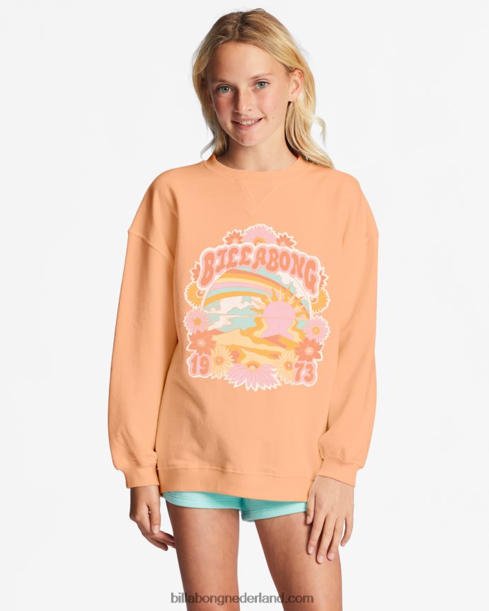 Billabong meisjes golvend sweatshirt met ronde hals makenlichte meloen 4D20H2658