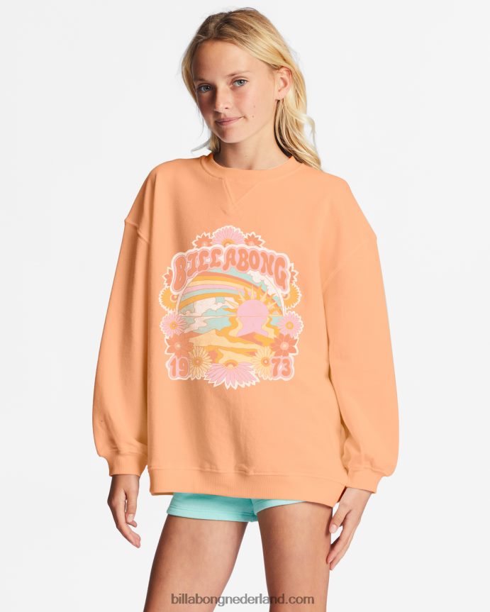 Billabong meisjes golvend sweatshirt met ronde hals makenlichte meloen 4D20H2658
