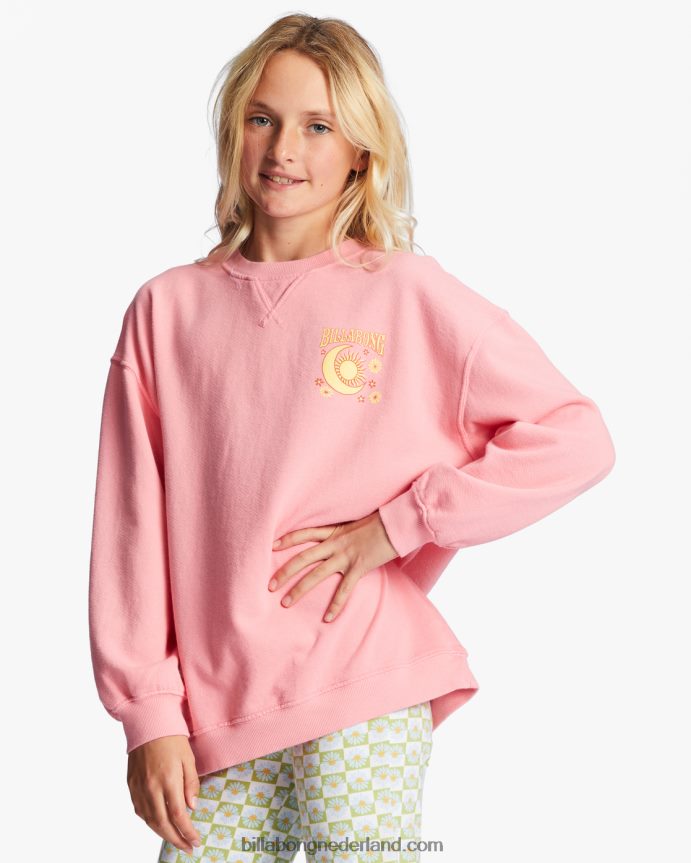 Billabong meisjes golvend sweatshirt met ronde hals makenroze knipoog 4D20H2707