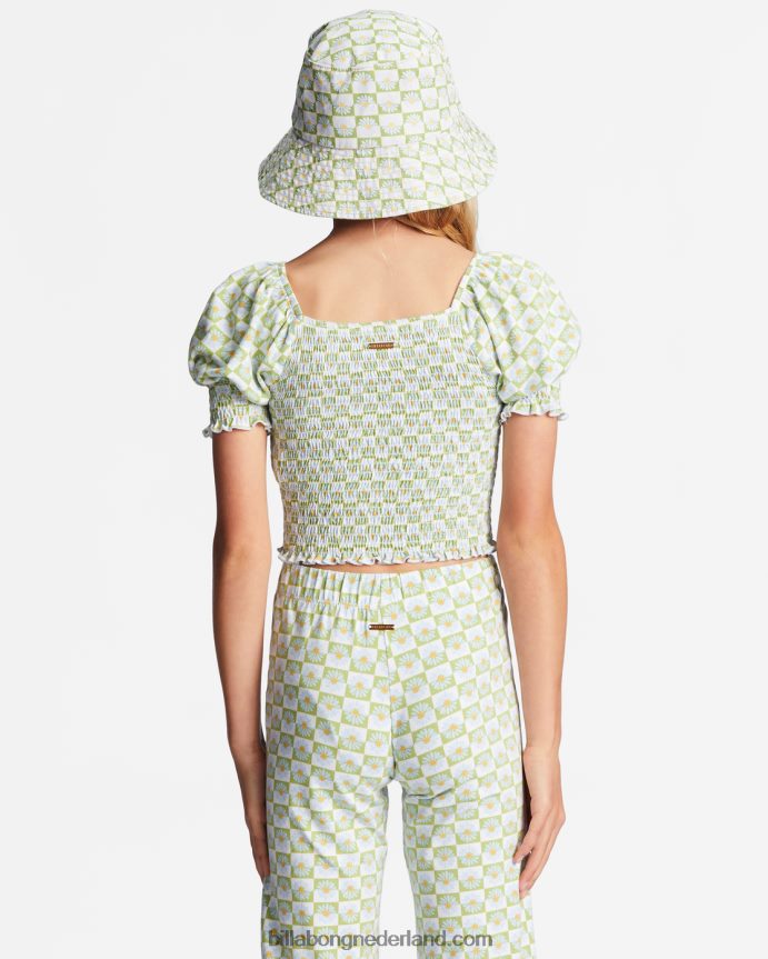 Billabong meisjes 4-16 Coastal Sands mini-topje met pofmouwenmos weide 4D20H2737