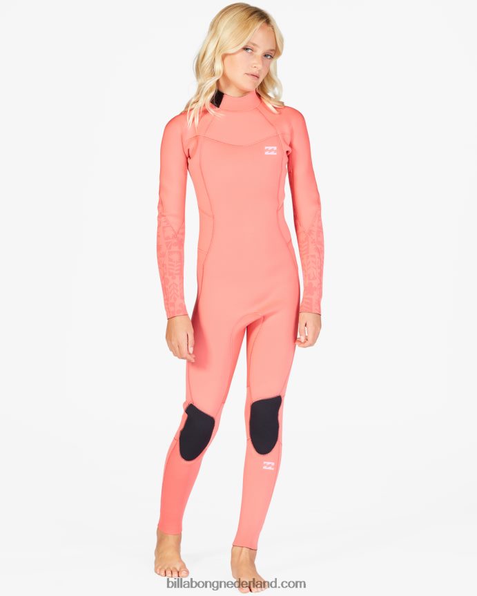 Billabong meisjes Volledig wetsuit met 3/2 synergy-achterritsvintage koraal 4D20H2710