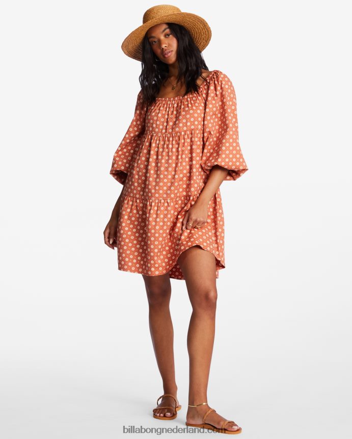 Billabong vrouwen hoed met getijdenpatroongouden Kust 4D20H2471