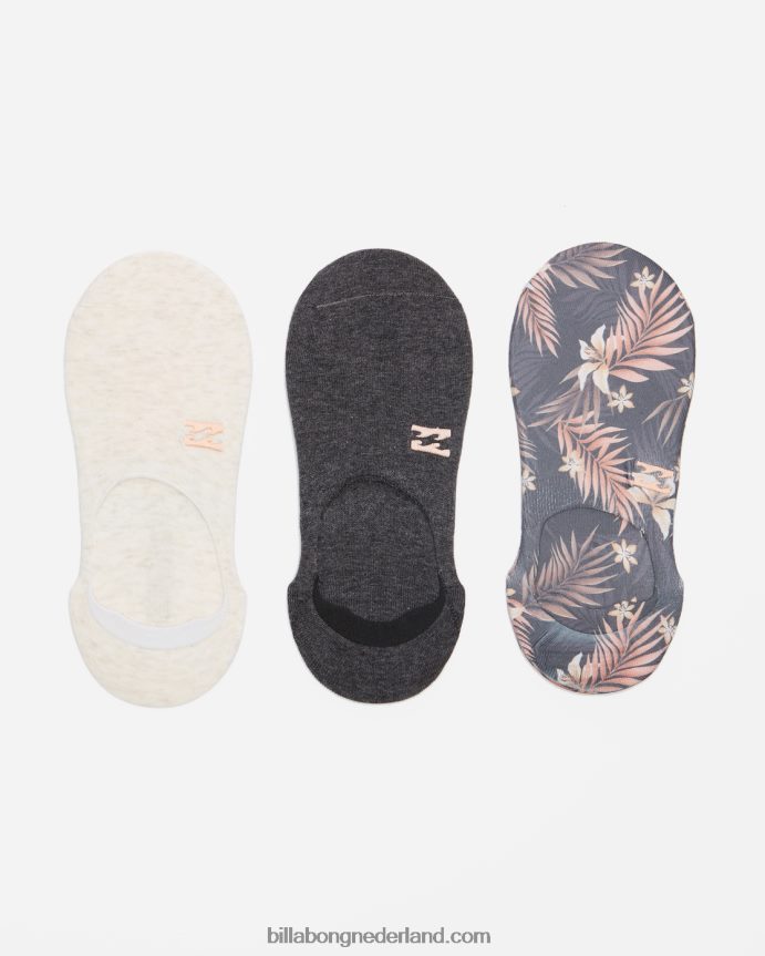 Billabong vrouwen safari nights 3-pack no-show sokkenzwart 4D20H2413