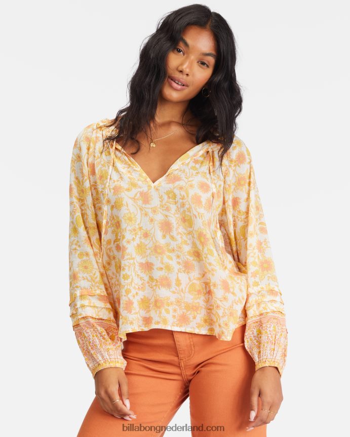 Billabong vrouwen gratis hart blouse met lange mouwenzout kristal 4D20H2266