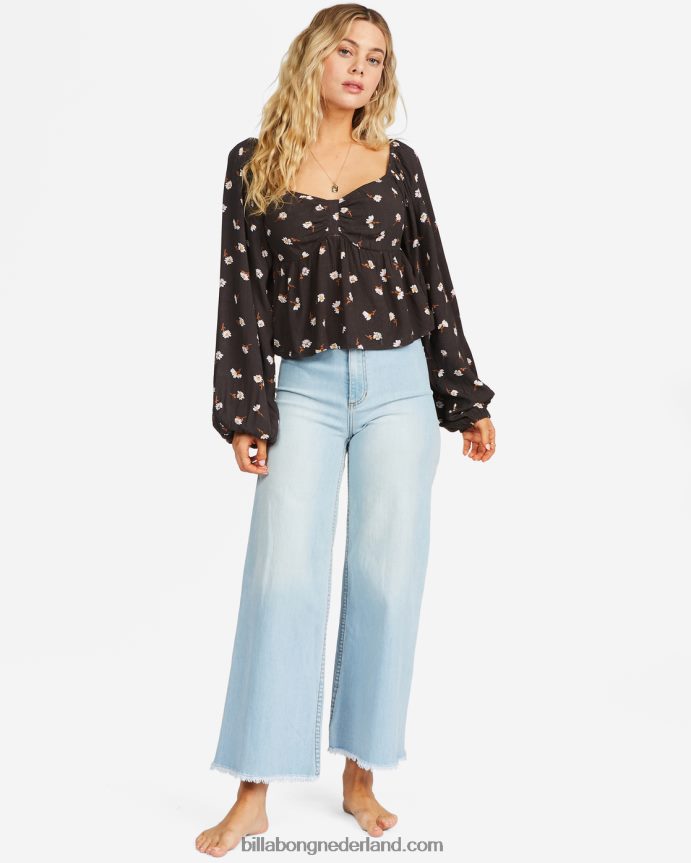 Billabong vrouwen hou van je meer lieverdblouse met lange mouwenuit zwart 4D20H2370