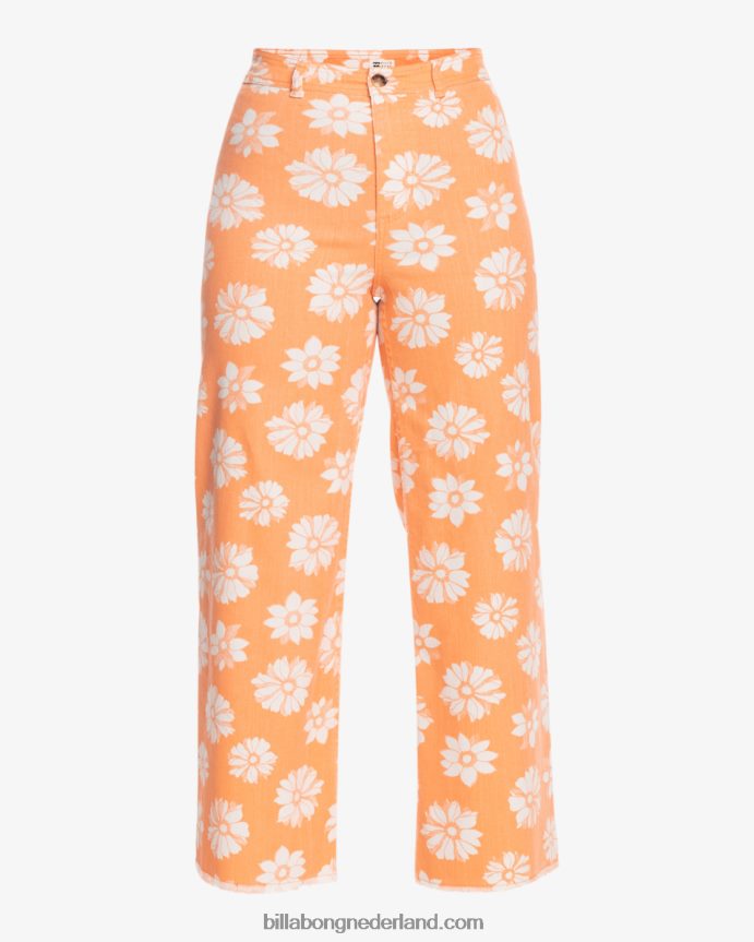 Billabong vrouwen broek met wijde pijpen en vrije val printsinaasappelschil 4D20H1781