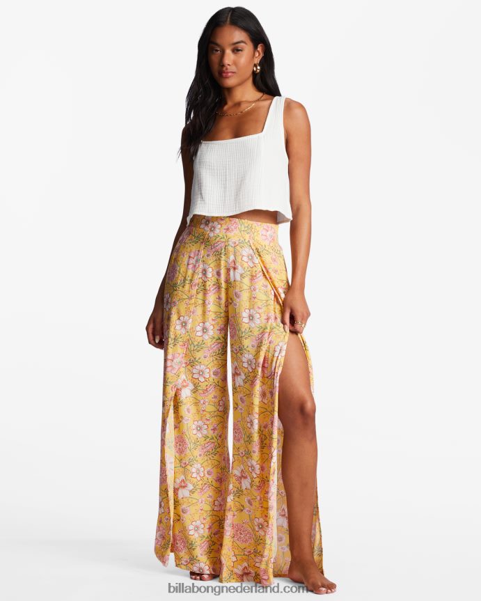 Billabong vrouwen gesplitste bloemenbroekgouden perzik 4D20H1957