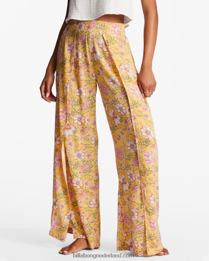 Billabong vrouwen gesplitste bloemenbroekgouden perzik 4D20H1957