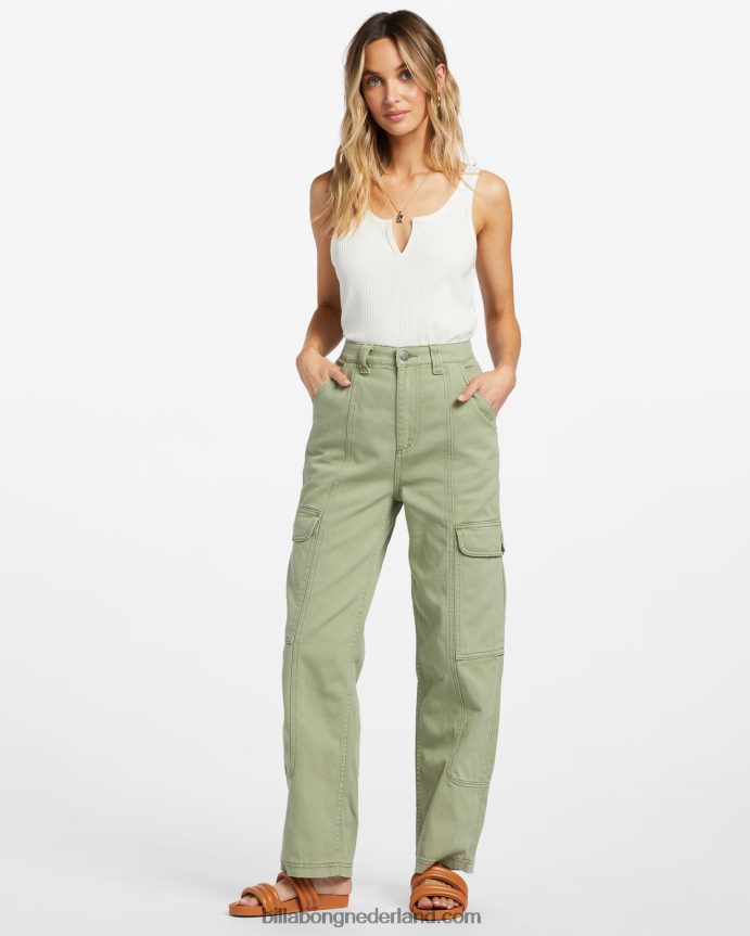 Billabong vrouwen kamerbrede denim cargobroekleger 4D20H1878
