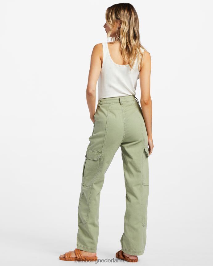 Billabong vrouwen kamerbrede denim cargobroekleger 4D20H1878