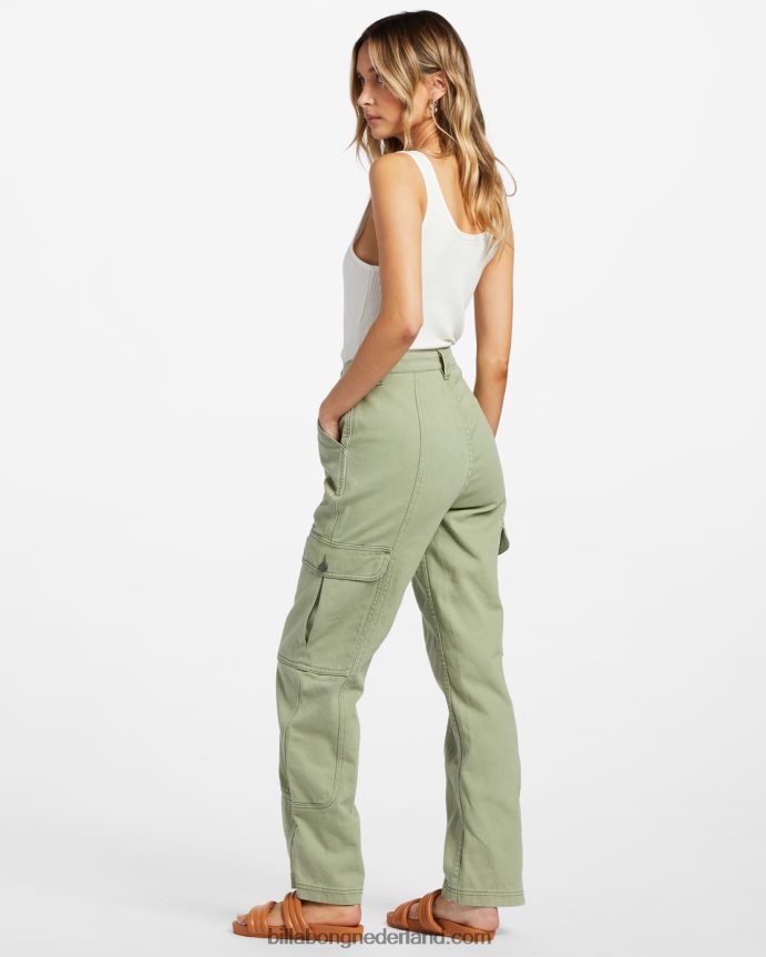 Billabong vrouwen kamerbrede denim cargobroekleger 4D20H1878