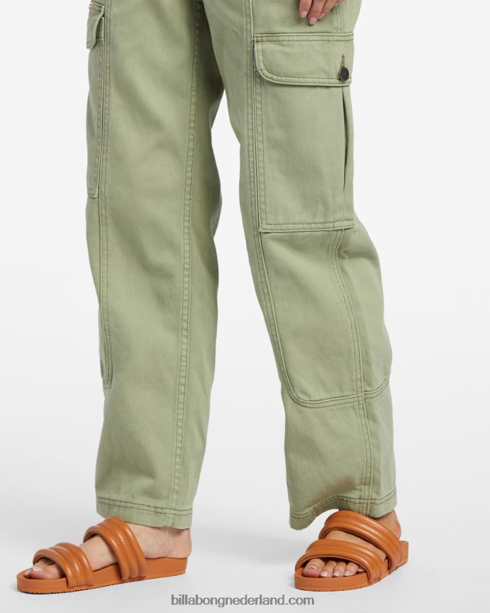 Billabong vrouwen kamerbrede denim cargobroekleger 4D20H1878