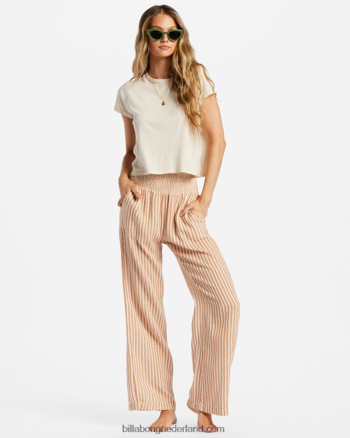 Billabong vrouwen nieuwe golven 2 broek met elastische taillezo bruin 4D20H1820