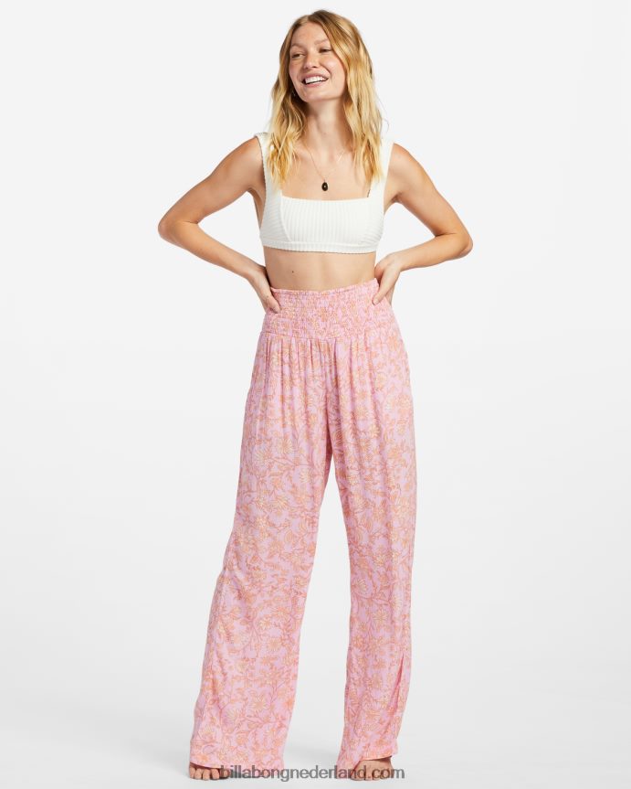 Billabong vrouwen nieuwe golven 2 broek met wijde pijpenroze paden 4D20H1890