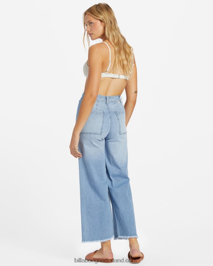 Billabong vrouwen vrije val indigo jeans met wijde pijpensurf spray 4D20H1868