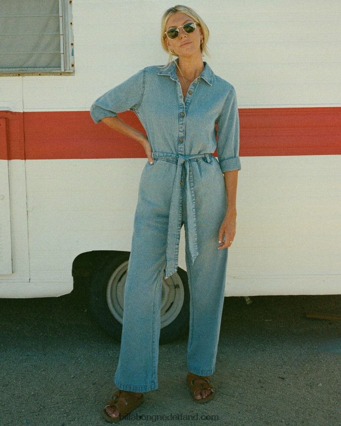 Billabong vrouwen zoute blonde zondaguniform jumpsuit met lange mouwenzout blauw 4D20H2319