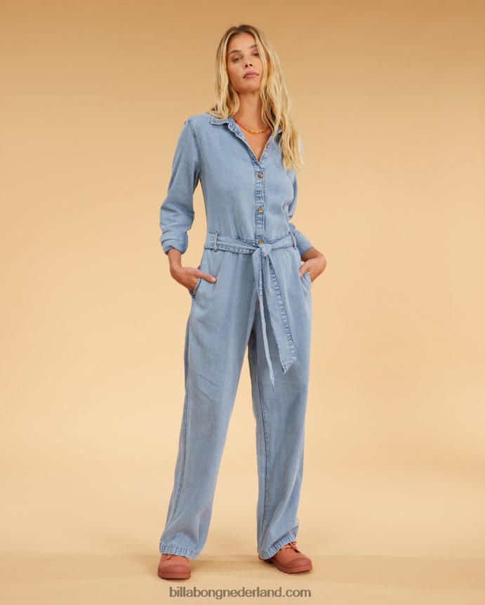 Billabong vrouwen zoute blonde zondaguniform jumpsuit met lange mouwenzout blauw 4D20H2319