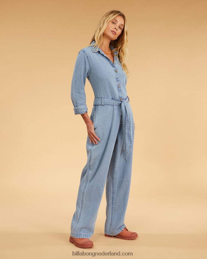 Billabong vrouwen zoute blonde zondaguniform jumpsuit met lange mouwenzout blauw 4D20H2319