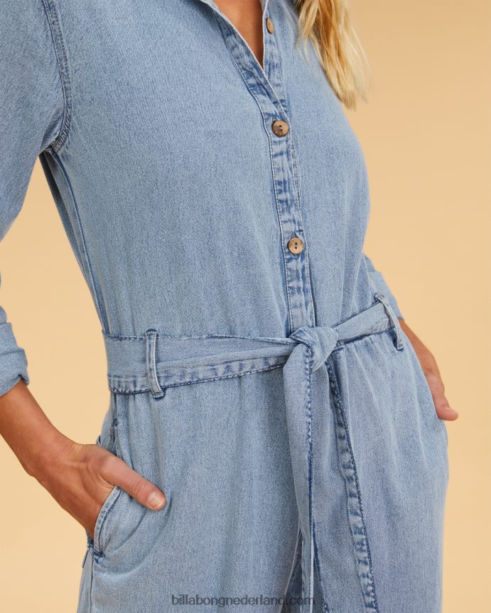 Billabong vrouwen zoute blonde zondaguniform jumpsuit met lange mouwenzout blauw 4D20H2319