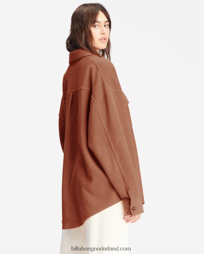 Billabong vrouwen altijd shaket oversized jack met knopenzoete chocolade 4D20H2224
