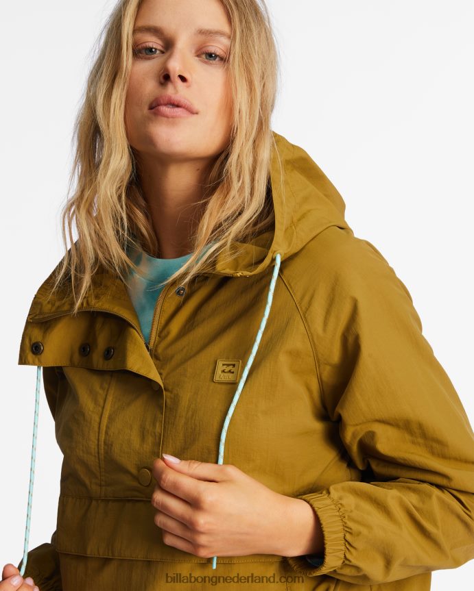 Billabong vrouwen trail langs anorak pullover jackmas mos 4D20H1924