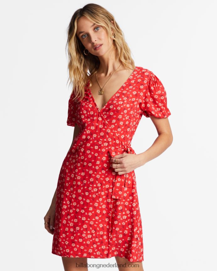 Billabong vrouwen hot tropics mini-wikkeljurkheldere papaver 4D20H1942