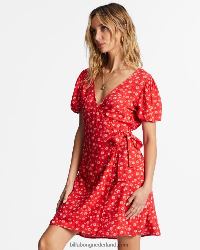 Billabong vrouwen hot tropics mini-wikkeljurkheldere papaver 4D20H1942