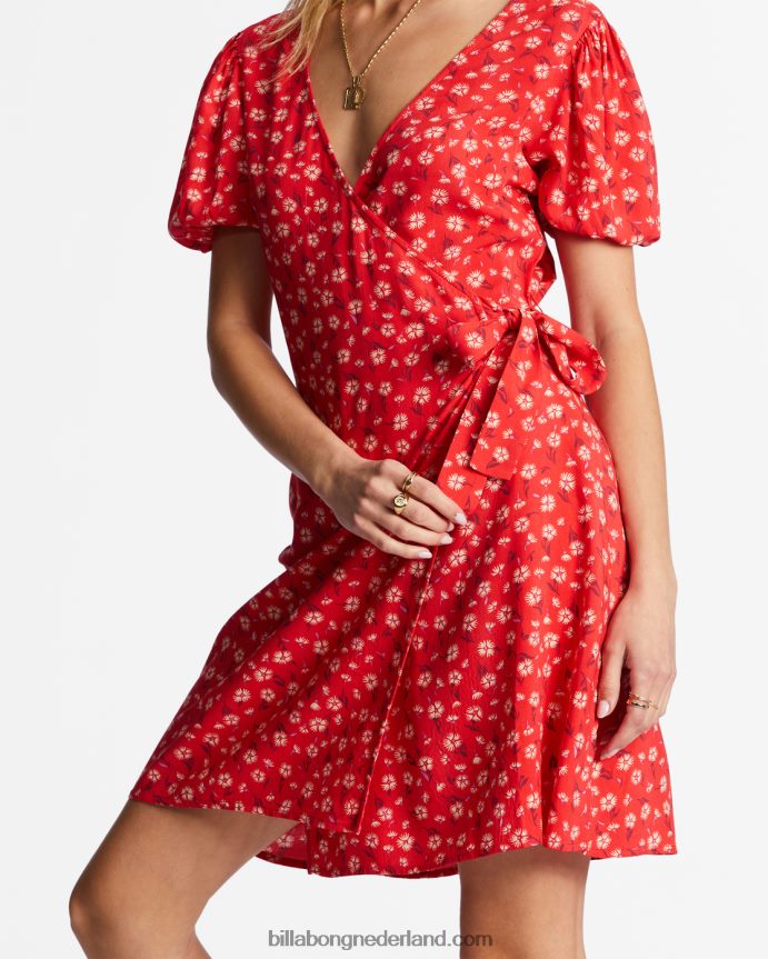 Billabong vrouwen hot tropics mini-wikkeljurkheldere papaver 4D20H1942